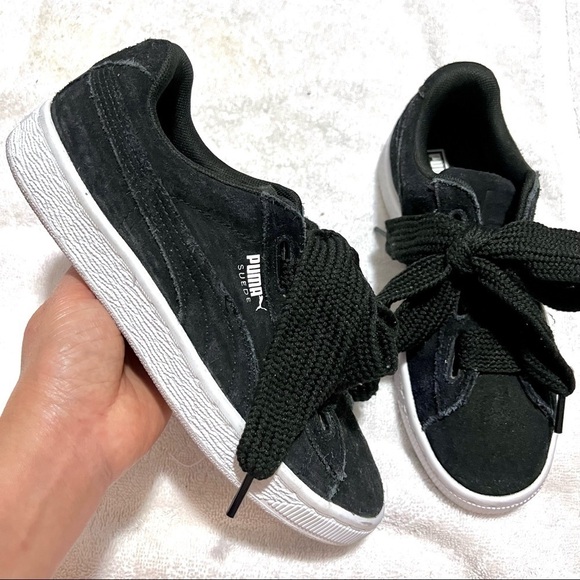 PUMA Suede Heart Valentine Black sneakers womens size 5C wide - Picture 2 of 8